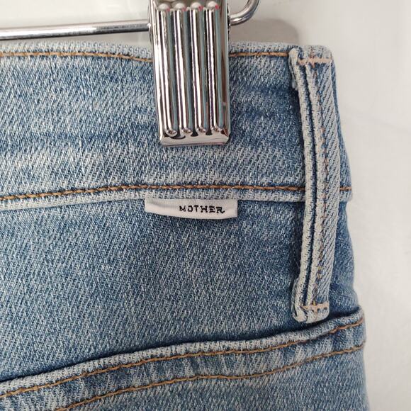 Mother The Insider Crop Step Fray Denim Jeans Shoot To Thrill Wash Blue Size 26 - Picture 5 of 10